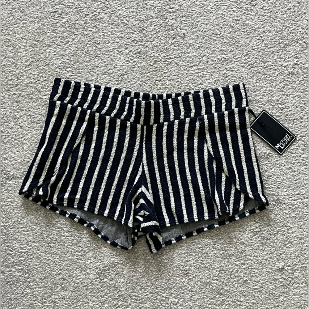 NWT Michael Lauren Navy and White Terry Shorts Size Large